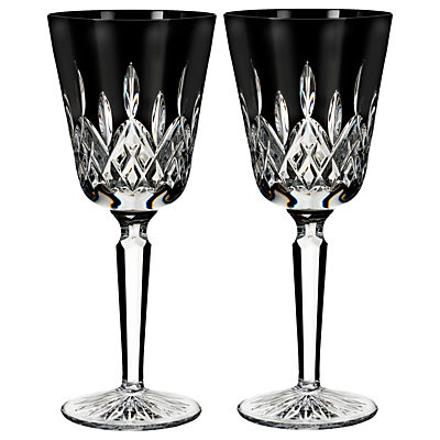 Waterford Black Tall Cut Crystal Glass Goblet, Set of 2 Waterford Black Tall Cut Crystal Glass Goblet, Set of 2